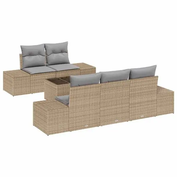 Endast idag vidaXL Trädgårdsoffset med kudde Beige konstrotting