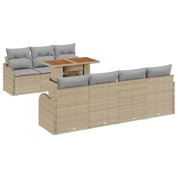 vidaXL Trädgårdsoffset med kudde 8 pcs beige och ljusgrå Utförsäljning
