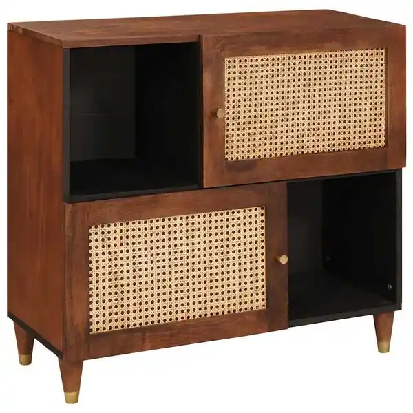 vidaXL Sideboard Brun 80 x 33,5 x 75 cm Massivt mangoträ Nyhet
