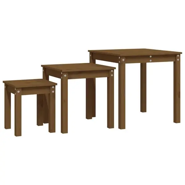 vidaXL Satsbord 3 st honungsbrun massiv furu Rabatter