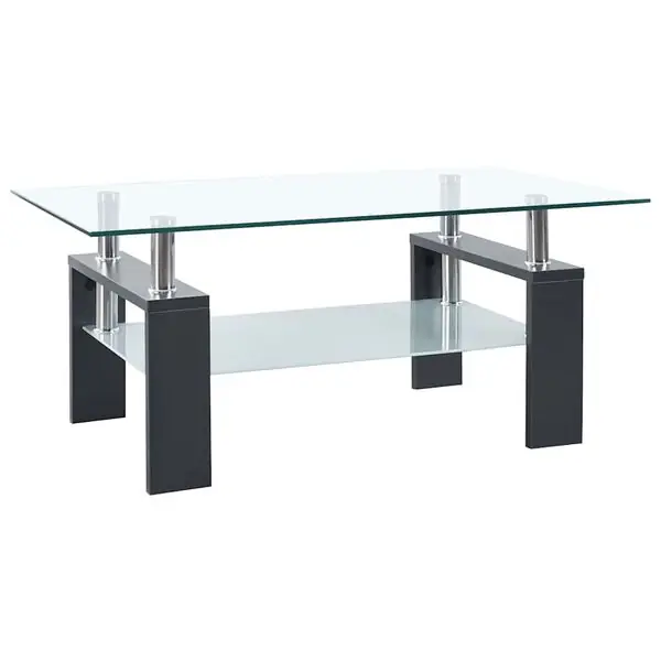 Fri frakt vidaXL Soffbord grå och transparent 95x55x40 cm härdat glas