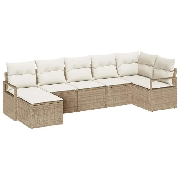 vidaXL Soffset med kudde 7 pcs Beige konstrotting Snabb leverans
