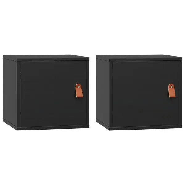vidaXL Väggskåp 2 st svart 31,5x30x30 cm massiv furu Nyhet