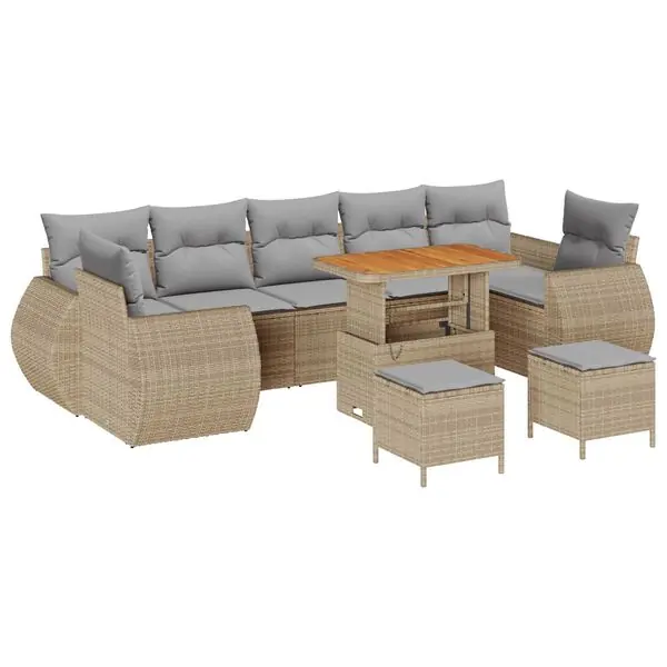 vidaXL Trädgårdsoffset 10 pcs Beige konstrotting Kampanjpris