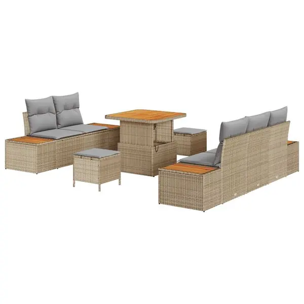 Säker betalning vidaXL Trädgårdsoffset 8 pcs Beige konstrotting