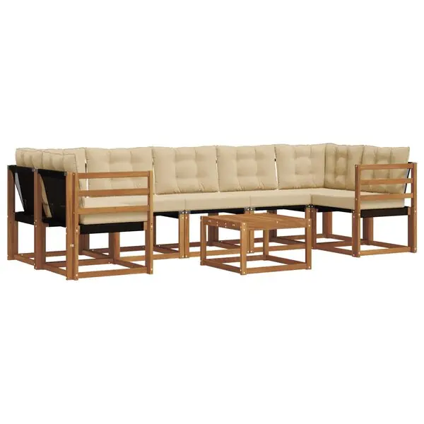 vidaXL Utomhussoffset med kudde 8 pcs Naturlig och Beige Utförsäljning