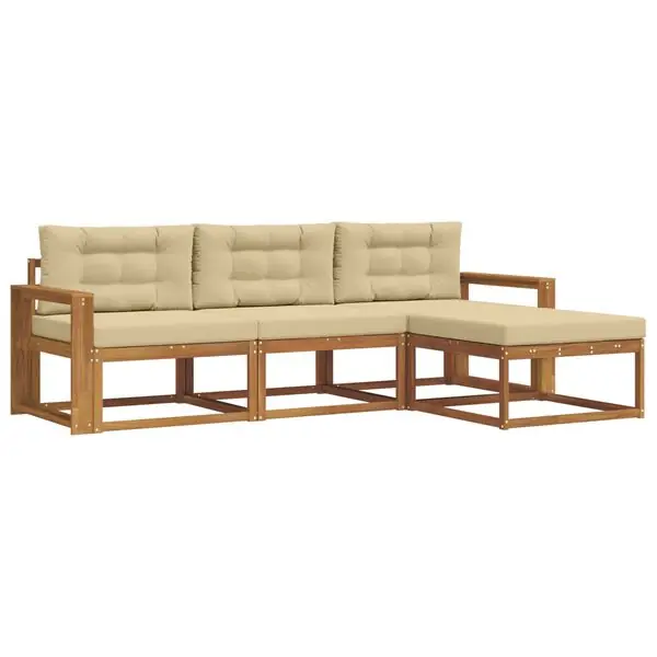 Begränsat erbjudande vidaXL Utomhussoffset med kudde 4 pcs Naturlig och Beige
