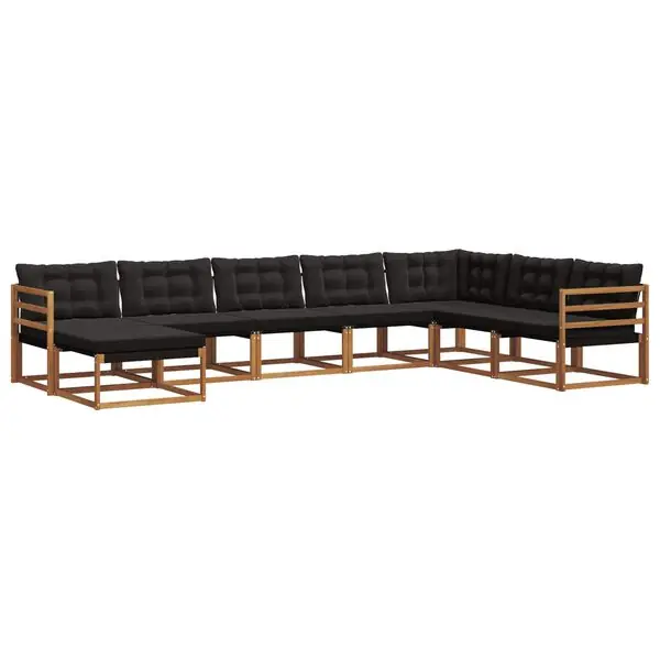 Sista chansen vidaXL Utomhussoffset med kudde 8 pcs Naturlig och svart