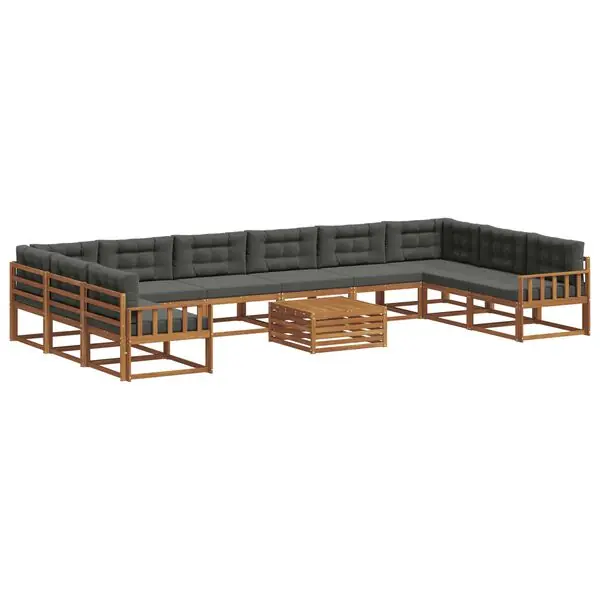 Outlet vidaXL Utomhussoffset med kudde 11 pcs Naturlig och Antracit