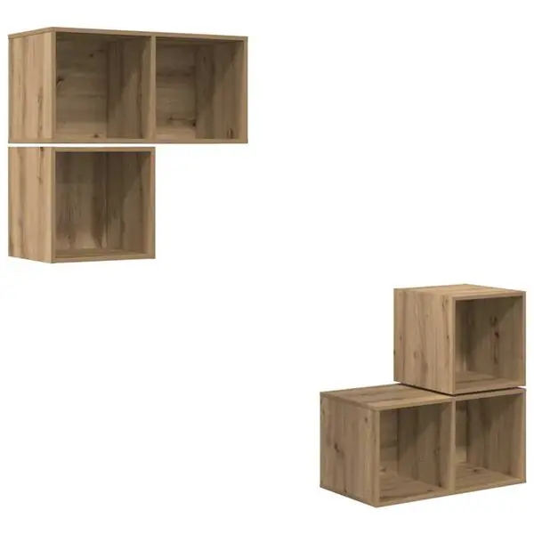 vidaXL TV-bänkset Väggmonterad 4 pcs Artisan Ek Konstruerat trä Sänkt pris