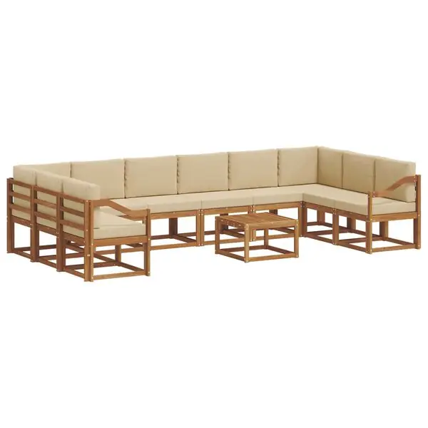vidaXL Utomhussoffset med kudde 11 pcs Naturlig och Beige Erbjudandepris