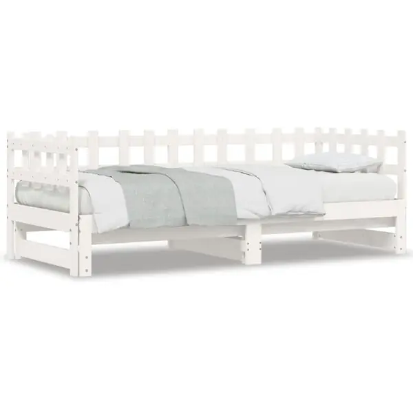 Extra rabatt vidaXL Utdragbar dagbädd vit 2x(80x200) cm massiv furu