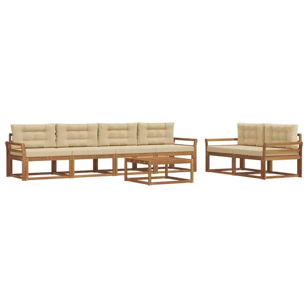 Populärt val vidaXL Utomhussoffset med kudde 7 pcs Naturlig och Beige