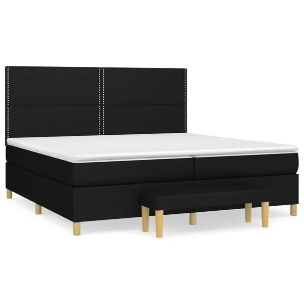 Begränsat antal vidaXL Ramsäng med madrass svart 200x200 cm tyg