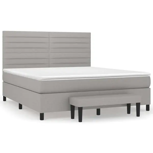 vidaXL Ramsäng med madrass ljusgrå 180x200 cm tyg Handla nu