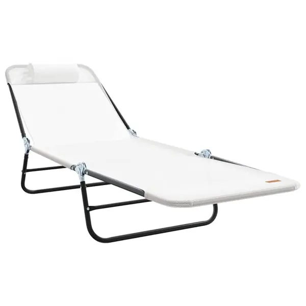 vidaXL Hopfällbar solstol Kräm 182 x 55 x 85,5 cm Textilene Rea