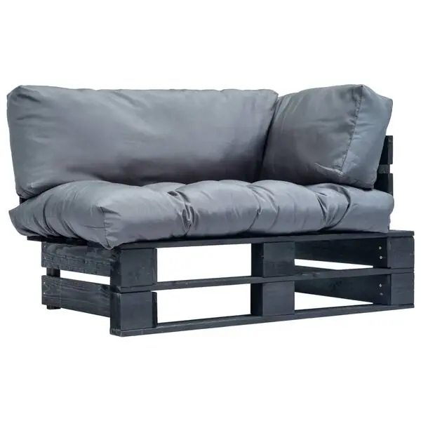 vidaXL Pallsoffa med dynor grå massiv furu Kundfavorit