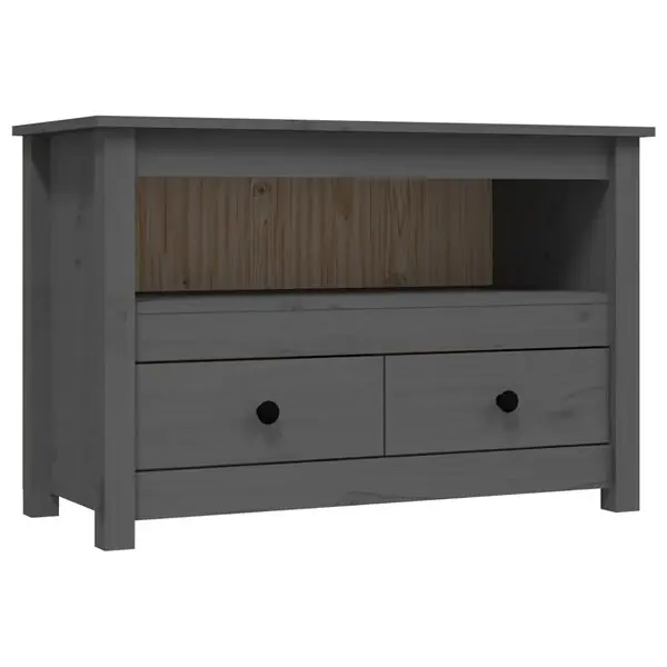 vidaXL Tv-bänk grå 79x35x52 cm massiv furu Köp nu