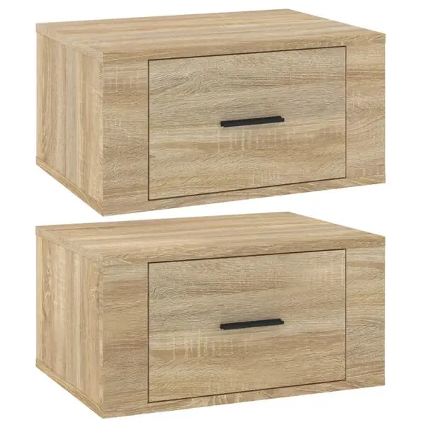 vidaXL Väggmonterade sängbord 2 st sonoma-ek 50x36x25 cm Reapris