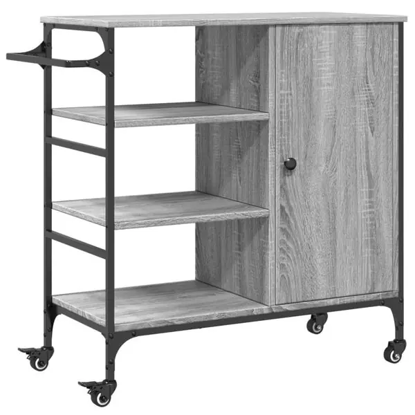 Billig vidaXL Köksvagn grå sonoma 87,5x38,5x84,5 cm konstruerat trä