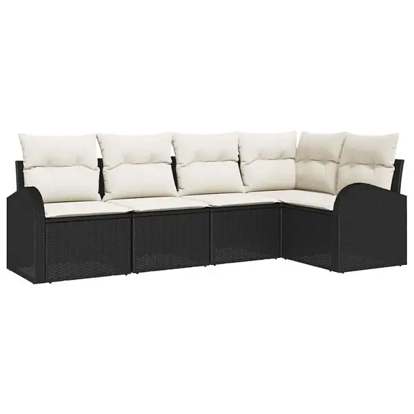 Nyhet vidaXL Soffset med kudde 5 pcs Svart Polyester