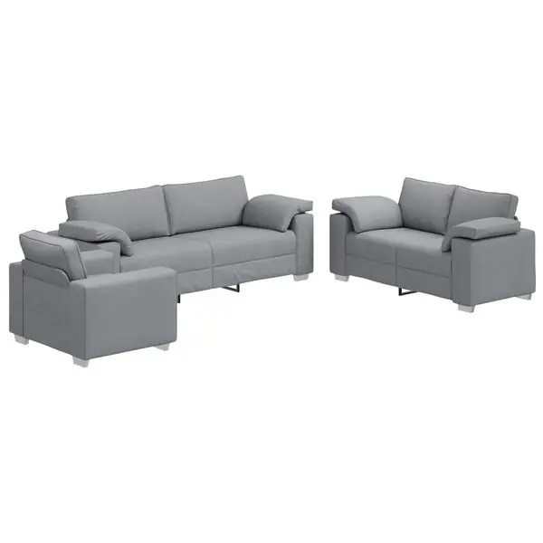 vidaXL Soffa 3 pcs Ljusgrå 219 x 80 x 82 cm Linnenblandad tyg Rabatter