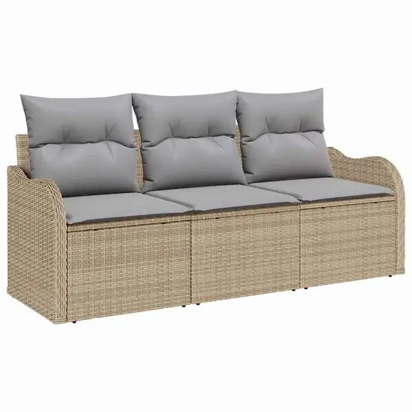 Expressleverans vidaXL Trädgårdsoffset med kudde 3 pcs Beige konstrotting
