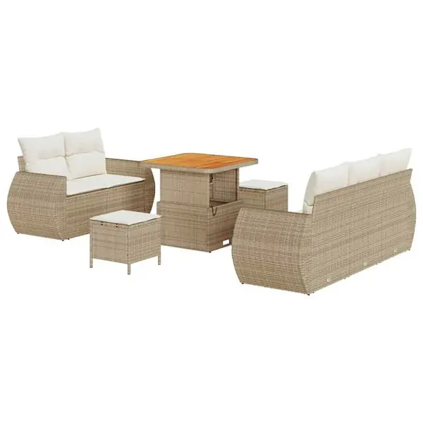 Sista chansen vidaXL Trädgårdsoffset 8 pcs Beige och gräddfärgad konstrotting