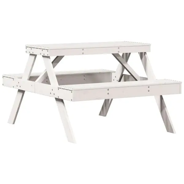 vidaXL Picknickbord vit 105x134x75 cm massivt trä Premium
