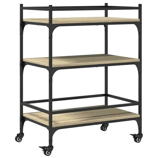 vidaXL Köksvagn sonoma-ek 65x40x86,5 cm konstruerat trä Fynd