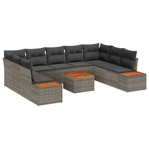 vidaXL Trädgårdsoffset med kudde med lagring 5 pcs Grå Polyrattan Nyhet