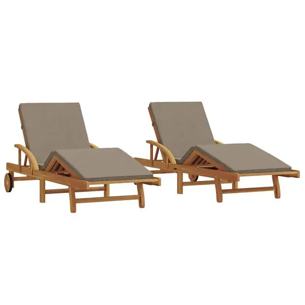 vidaXL Solstol 2 pcs Taupe 200 x 67 x 84 cm Massivt Akaciaträ Extra rabatt