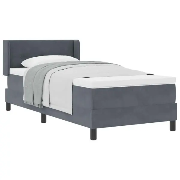 vidaXL Bäddfjäder med huvudgavel Mörkgrå 200 x 100 cm Sammet risnedsättning