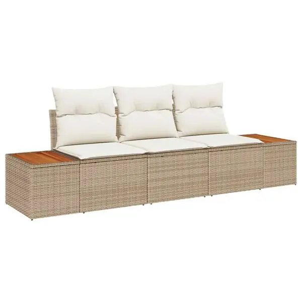 Sänkt pris vidaXL Trädgårdsoffset 3 pcs beige och gräddvit Poly rattan