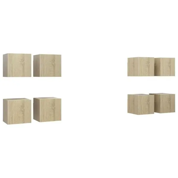 Premium vidaXL Väggmonterade tv-skåp 8 delar sonoma-ek 30,5x30x30 cm
