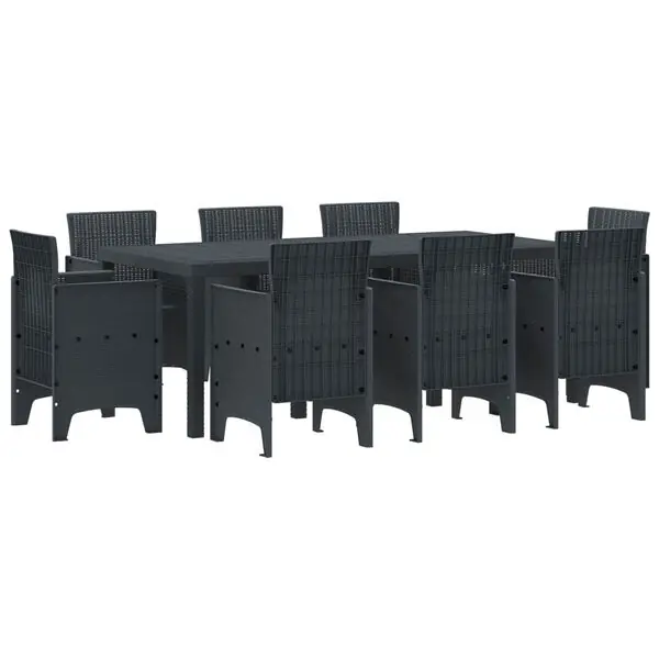 vidaXL Trädgårdsmöbelset 9 pcs Antracit Polypropylen Beställ idag