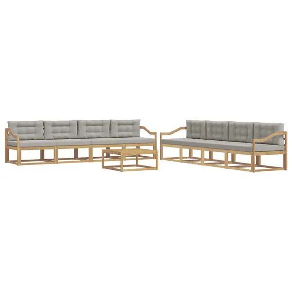 Endast idag vidaXL Utomhussoffset 9 pcs Vit och ljusgrå 79 x 79 x 37 cm Polyester