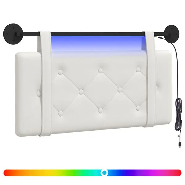 vidaXL Hängande sänggavel Med LED-lampa Vit Konstläder Snabb leverans