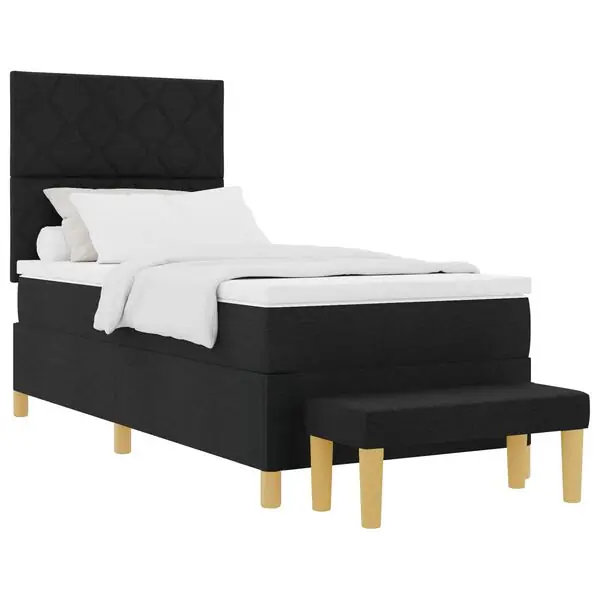 Expressleverans vidaXL Bäddfjäder med kudde med huvudgavel Svart 200 x 100 cm tyg