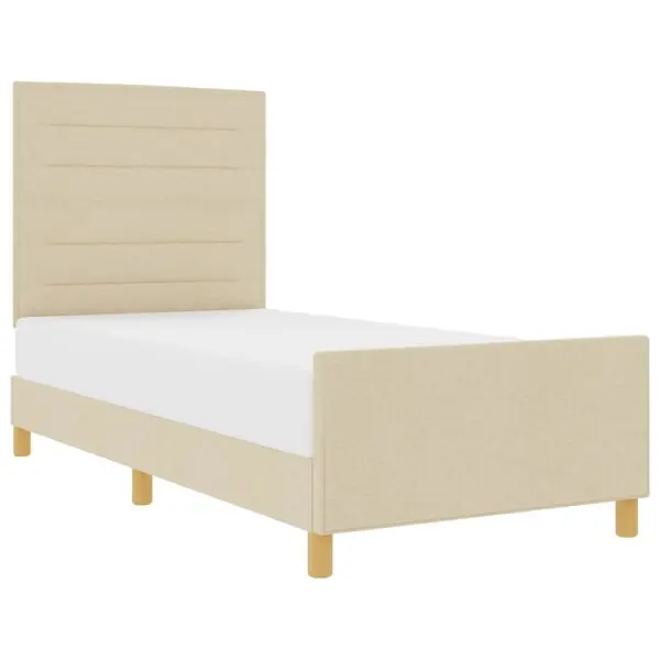 Beställ nu vidaXL Sängram med huvudgavel Kräm 100 x 200 cm tyg