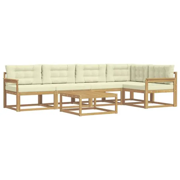 Utförsäljning vidaXL Utomhussoffset 6 pcs Vit och grädde 79 x 79 x 37 cm Polyester