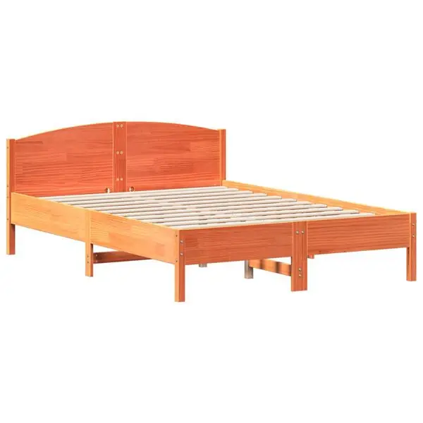 vidaXL Sängram utan madrass vaxbrun 120x200 cm massiv furu Begränsad tid