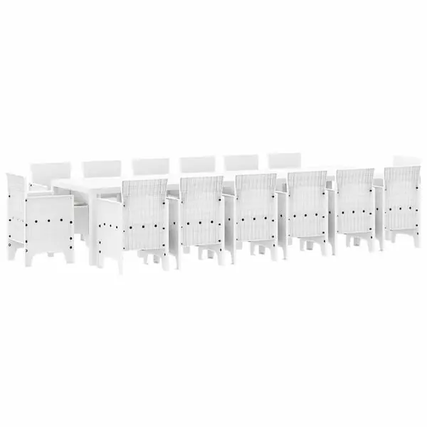 vidaXL Trädgårdsmöbelset 15 pcs Vit Polt rotting Erbjudande