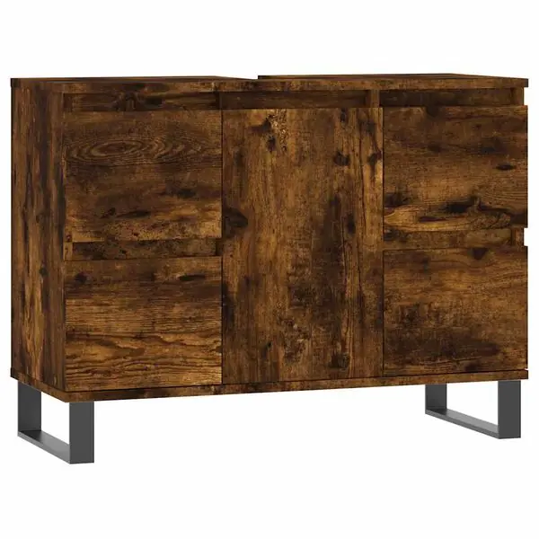 vidaXL Badrumsskåp rökfärgad ek 80x33x60 cm konstruerat trä Fynd
