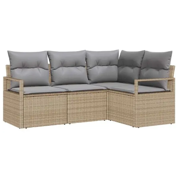 vidaXL Soffset 4 pcs Beige konstrotting Extra rabatt