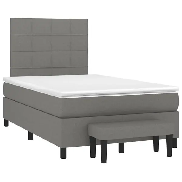 Utförsäljning vidaXL Ramsäng med madrass mörkgrå 120x190 cm tyg