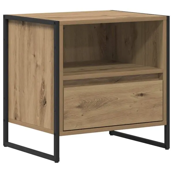 vidaXL Sängbord med låda Artisan Ek 50 x 39,5 x 50 cm Konstruerat trä Säker betalning