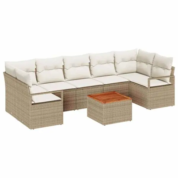 vidaXL Trädgårdsoffset 8 pcs Beige och gräddfärgad konstrotting I lager