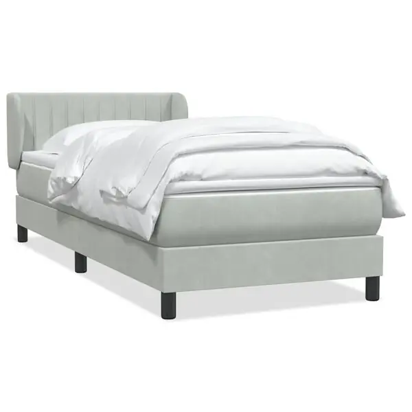 vidaXL Resårsäng med madrass ljusgrå 90x220 cm sammet Begränsad tid