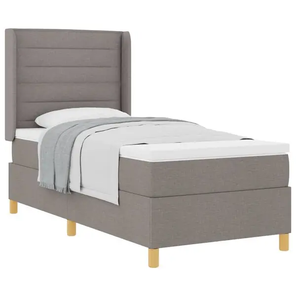 vidaXL Bäddfjäder med madrass med huvudgavel Taupe 100 x 200 cm tyg Köp online
